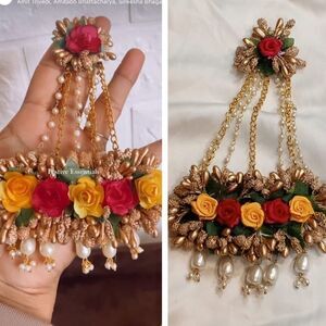 BRIDAL FLOWER HAIR JEWELRY JHUMAR PASSA HANDCRAFTED INDIAN PAKISTANI
